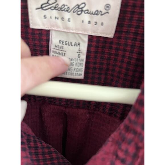 Eddie Bauer Mens L Cotton Corduroy Checked Shirt Button Up Casual Fall/Winter - Picture 3 of 6